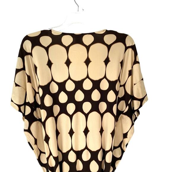 Diane Von Furstenberg Waterfall Tuvallu Chocolate Brown Tan Silk Blend Dress 8 - Picture 7 of 8